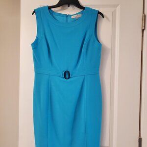 Kasper Dress Sleeveless Sheath Dress Zipper Light Blue Classic Womens 8